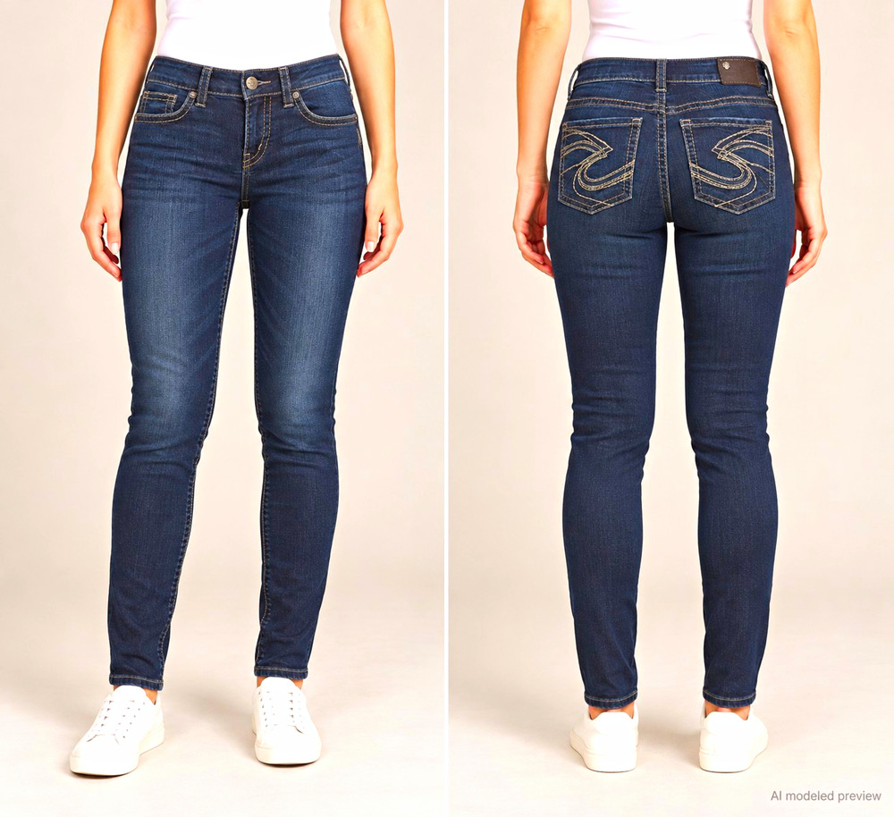 Silver Jeans Co Suki Mid Skinny Womens W27 L31 Dark Wash Super Stretch Denim